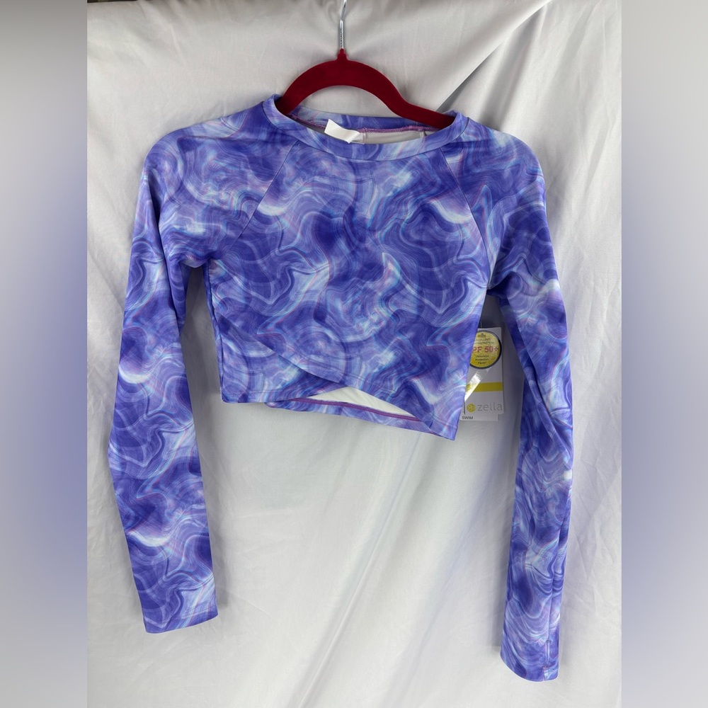 Zella Girl Purple Tie Dye Rash Guard Size 14 NWT